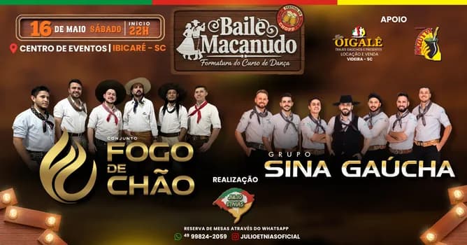 Imagem do Baile Macanudo em Ibicaré - SC com Fogo de Chão e Sina Gaúcha!