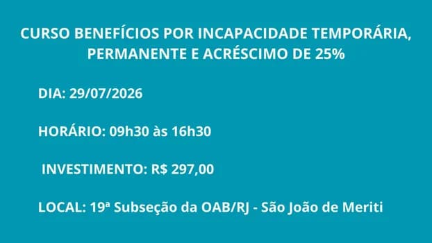 Imagem do BENEFÍCIO POR INCAPACIDADE TEMPORÁRIA, PERMANENTE E ACRÉSCIMO DE 25%