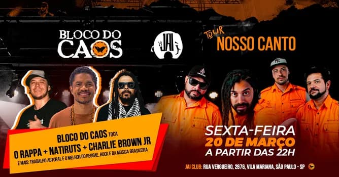 Imagem do Bloco do Caos na Jai Club em São Paulo | Turnê Nosso Canto - 20/03/26