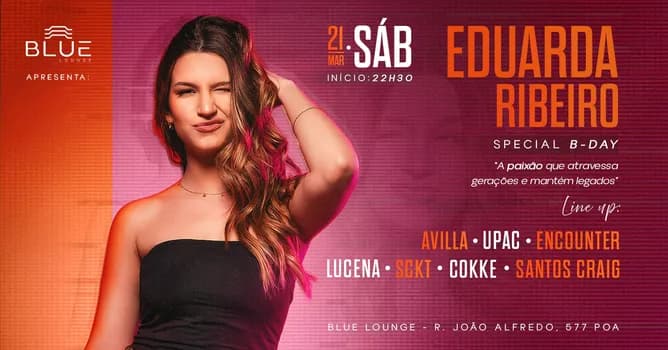 Imagem do BLUE SPECIAL BDAY DJ EDUARDA RIBEIRO 21/03 | HOUSE |TECH HOUSE |TECHNO