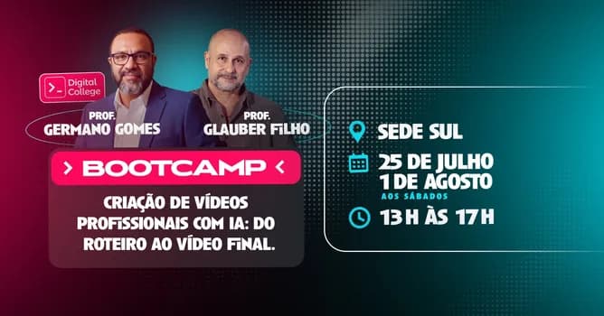Imagem do Bootcamp | Criação de Vídeos Profissionais com IA. Do roteiro ao vídeo final