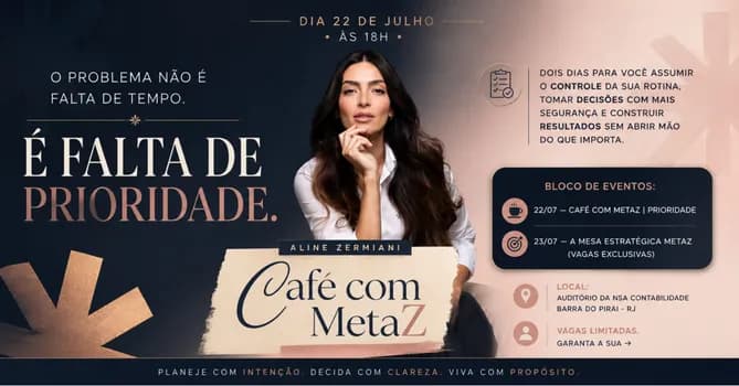 Imagem do Café com Metaz | Prioridade com Aline Zermiani