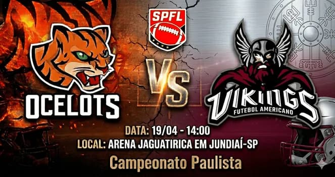 Imagem do CAMPEONATO PAULISTA DE FUTEBOL AMERICANO - OCELOTS FA X AD VIKINGS
