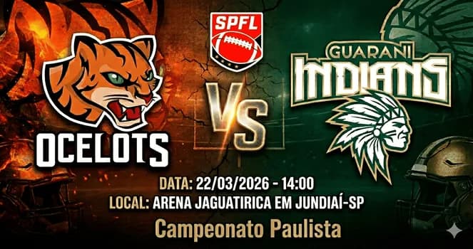 Imagem do CAMPEONATO PAULISTA DE FUTEBOL AMERICANO - OCELOTS FA X GUARANI INDIANS
