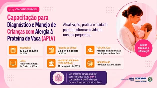 Imagem do Capacitação para diagnóstico e manejo de crianças com alergia à proteína de vaca(APLV)