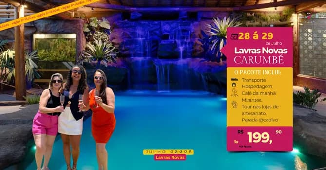 Imagem do Carumbé e Lavras Novas Entrada R$199,90 +2x R$199,90 até 20/07