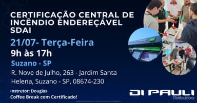 Certificação Central de Incêndio Endereçável SDAI em Suzano