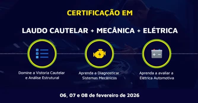 Imagem do CERTIFICAÇÃO EM VISTORIA CAUTELAR + MECÂNICA + ELÉTRICA