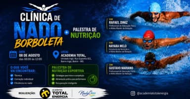 Clínica de Nado Borboleta + Palestra de Nutrição em Betim