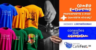 COMBO CAFÉ FEST - CAMISETA + PASSAPORTE em Goiânia