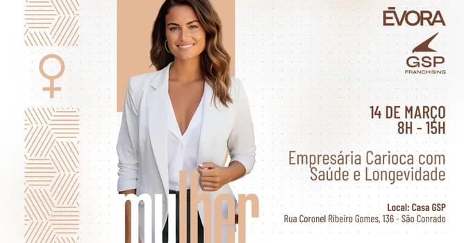 Imagem do Convite especial | Evento gratuito | Mulher: empresária carioca com saúde e longevidade
