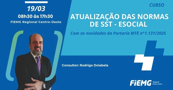 Imagem do Curso Atualização das Normas de SST - eSocial - Com as novidades da Portaria MTE nº?1.131/2025