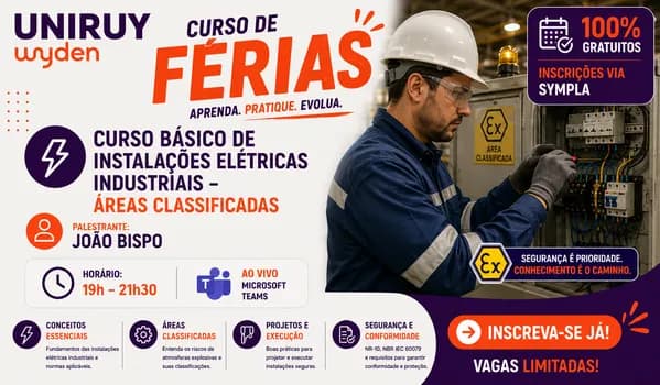 Imagem do CURSO BÁSICO DE INSTALAÇÕES ELÉTRICAS INDUSTRIAIS - ÁREAS CLASSIFICADAS