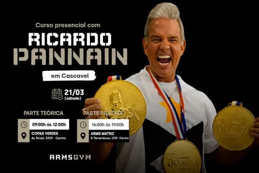 Imagem do Curso com Ricardo Pannain (5X Olympia Champ) na Arms Gym Cascavel