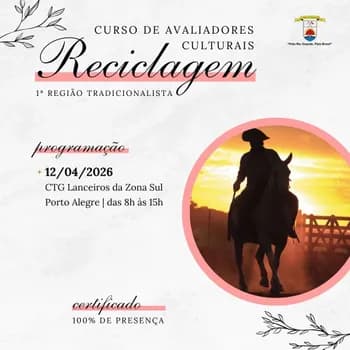 Imagem do Curso de Avaliadores Culturais da 1ª Região Tradicionalista 2026 - Reciclagem