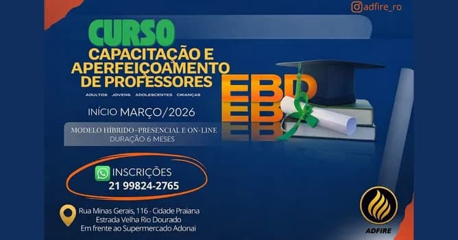 Imagem do Curso de Capacitação e Aperfeiçoamento de Professores EBD - Formação Completa