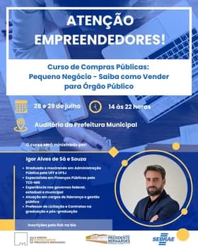 Curso de Compras Públicas: Pequeno Negócio - Saiba como Vender para Órgão Público em Presidente Bernardes