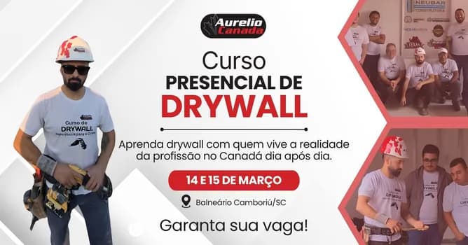 Imagem do Curso de DRYWALL presencial em Balneário Camboriú, SC