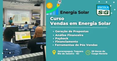 CURSO DE ENERGIA SOLAR - VENDAS EM SISTEMAS FOTOVOLTAICOS (SETEMBRO) 2026 em Rio de Janeiro