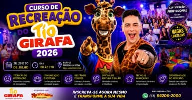Curso de Recreação Tio Girafa 2026 em Belo Horizonte