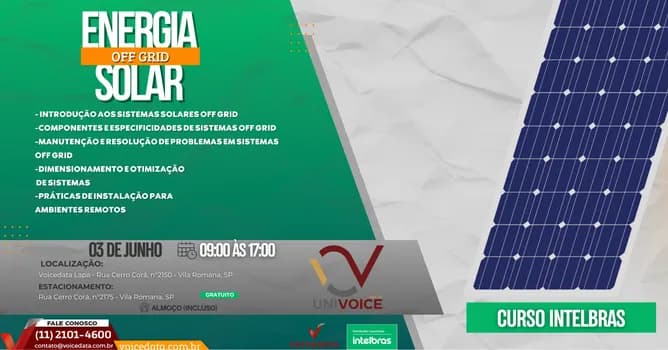 Imagem do Curso Técnico: Sistemas Solares Off Grid