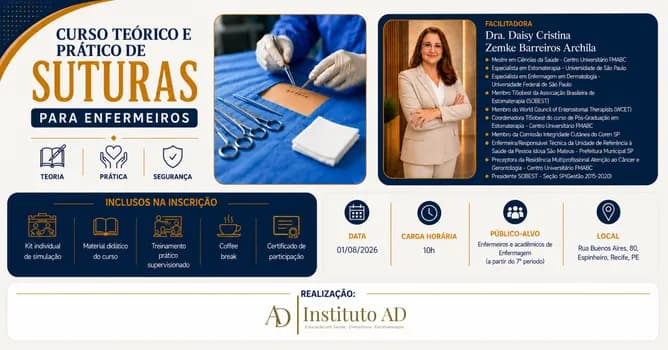Imagem do Curso Teórico e Prático de Suturas para Enfermeiros