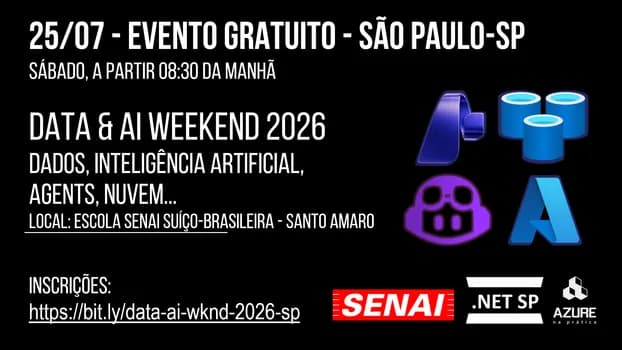 Imagem do Data & AI Weekend: Bancos de Dados, Int. Artificial, Nuvem... | Gratuito e Presencial - São Paulo-SP