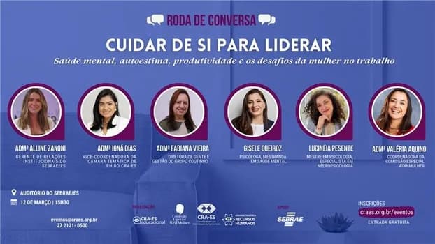 Imagem do DIA DAS MULHERES CRA-ES: Cuidar de Si Para Liderar
