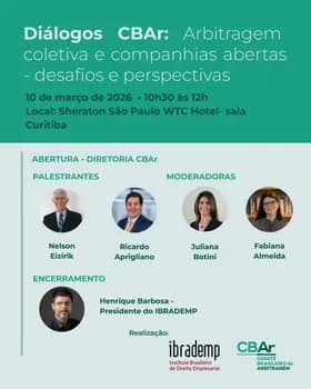 Imagem do Diálogos CBAr: Arbitragem coletiva e companhias abertas - desafios e perspectivas