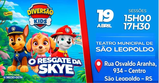 Imagem do DIVERSÃO KIDS AO VIVO * TEATRO MUNICIPAL DE SÃO LEOPOLDO RS