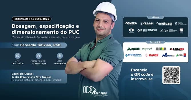 Imagem do Dosagem, especificação e dimensionamento do PUC Pavimento Urbano de Concreto e pisos de concreto