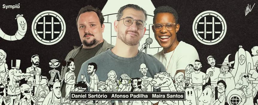 Imagem do Elencão do Minhoca: Afonso Padilha, Daniel Sartorio e Maira Santos