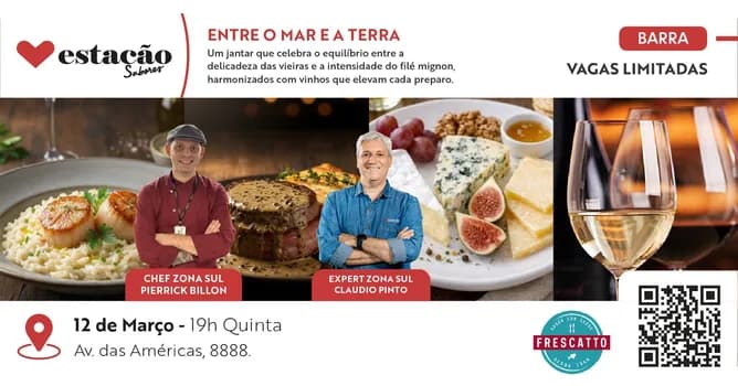 Imagem do Entre o Mar e a Terra - Um jantar com equilíbrio das vieiras e filé mignon, harmonizados com vinhos