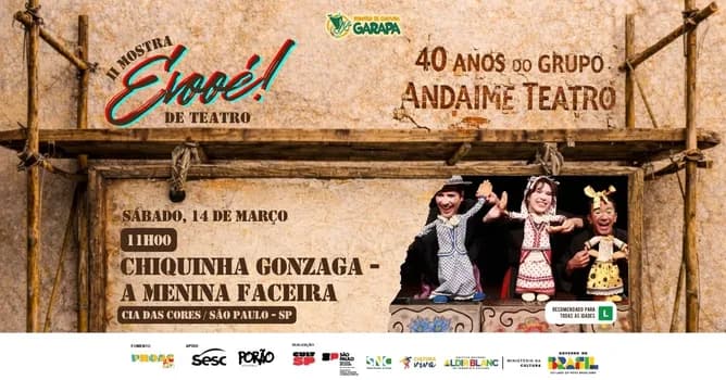 Imagem do Espetáculo "Chiquinha Gonzaga, a menina faceira" com Cia. das Cores