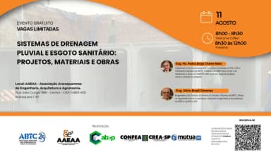 EVENTO PRESENCIAL: SISTEMAS DE DRENAGEM PLUVIAL E ESGOTO SANITÁRIO PROJETOS, MATERIAIS E OBRAS em Araraquara