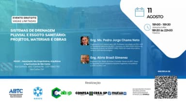 EVENTO PRESENCIAL : SISTEMAS DE DRENAGEM PLUVIAL E ESGOTO SANITÁRIO PROJETOS, MATERIAIS E OBRAS em São Carlos