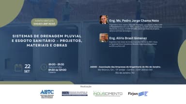 Evento Presencial: SISTEMAS DE DRENAGEM PLUVIAL E ESGOTO SANITÁRIO PROJETOS, MATERIAIS E OBRAS em Rio de Janeiro