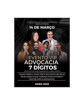 Imagem do EVENTO VIP PARA ADVOGADOS QUE QUEREM FATURAR 7 DÍGITOS