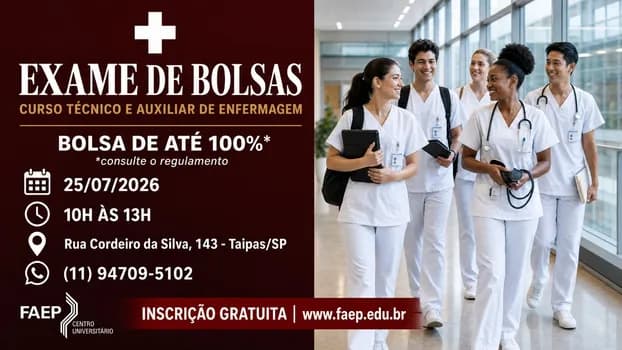 Imagem do Exame de Bolsas curso Técnico e Auxilixar de Enfermagem FAEP