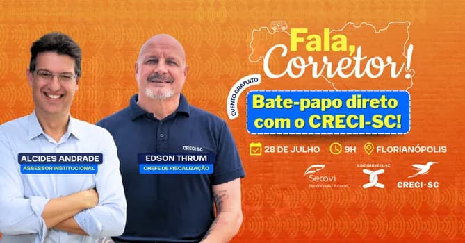 Imagem do FALA, CORRETOR! EM FLORIANÓPOLIS, COM ALCIDES ANDRADE E EDSON THRUM