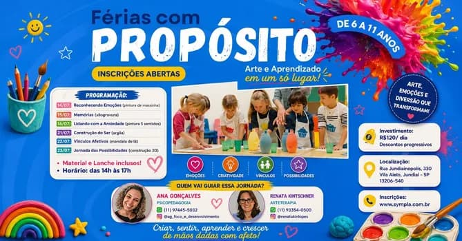 Imagem do Férias com Propósito - Arte e Aprendizado em um só lugar!