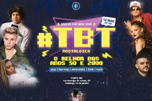 Imagem do Festa #tbt NOSTÁLGICA | HITS de 2016 | O melhor dos anos 90 e 2000! Fonte ex- CASA DA MATRIZ