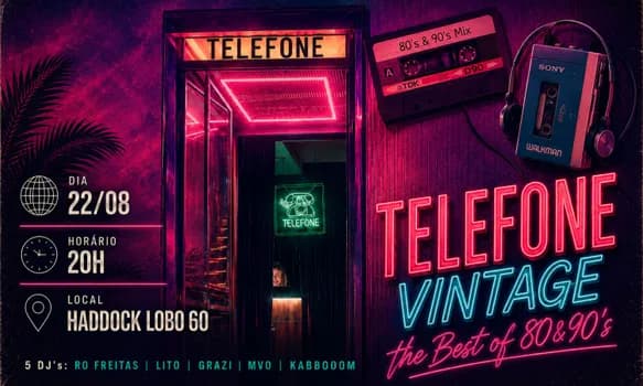 Imagem do Festa TELEFONE VINTAGE - A Melhor Pixxxta dos Anos 80 e 90