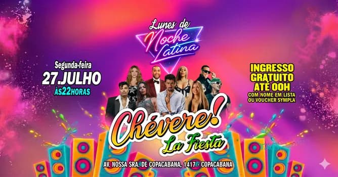 Imagem do Fiesta Latina ¡CHÉVERE! | Segunda-feira 27 julho | Copacabana | TAU
