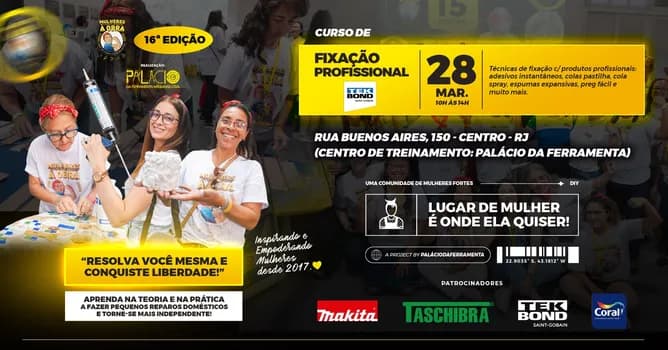 Imagem do FIXAÇÃO PROFISSIONAL (TEKBOND) - MULHERES À OBRA 16ª Edição