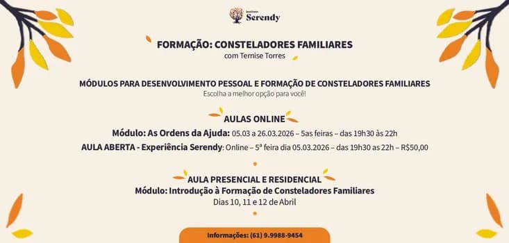 Imagem do FORMAÇÃO - CONSTELAÇÃO FAMILIAR - Módulo - As Ordens da Ajuda - online - de 05 a 26.03.2026