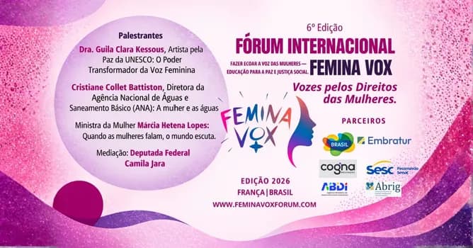 Imagem do FÓRUM INTERNACIONAL - FEMINA VOX BRASIL 2026, BRASÍLIA/DF