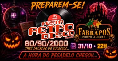 Halloween Retrodisco 2026 em Porto Alegre