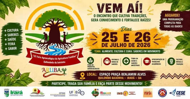 Imagem do IIIª Feira Agroecológica da Agricultura Familiar Quilombola da Baixinha Tema: Alimento, Cultura
