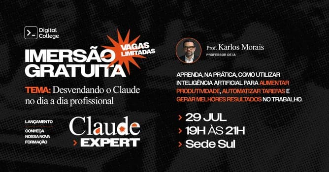 Imagem do IMERSÃO DIGITAL - Desvendando a Usabilidade do Claude no Dia a Dia de Trabalho - Sede Sul